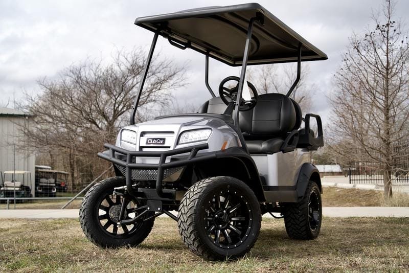 2026 Metallic Silver Club Car Onward Lifted Gas EFI 4 Passenger Golf Cart