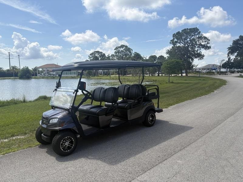 2027 Midnight Silver Club Car® Onward® Golf Cart Lifted Gas 6 Passenger Golf Cart