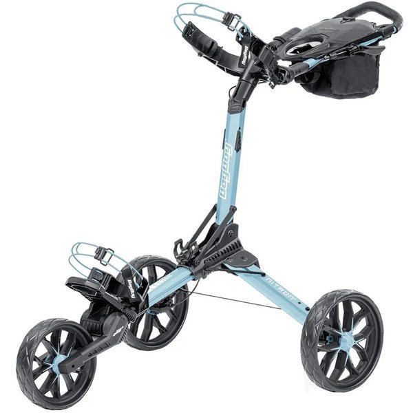 Bag Boy Nitron Auto-Open Golf Push Cart &ndash; Ice Blue For Sale