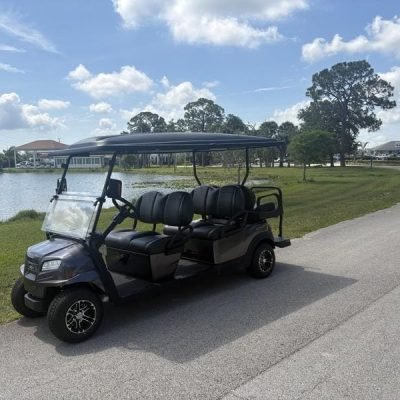 2027 Midnight Silver Club Car® Onward® Golf Cart Lifted Gas 6 Passenger Golf Cart